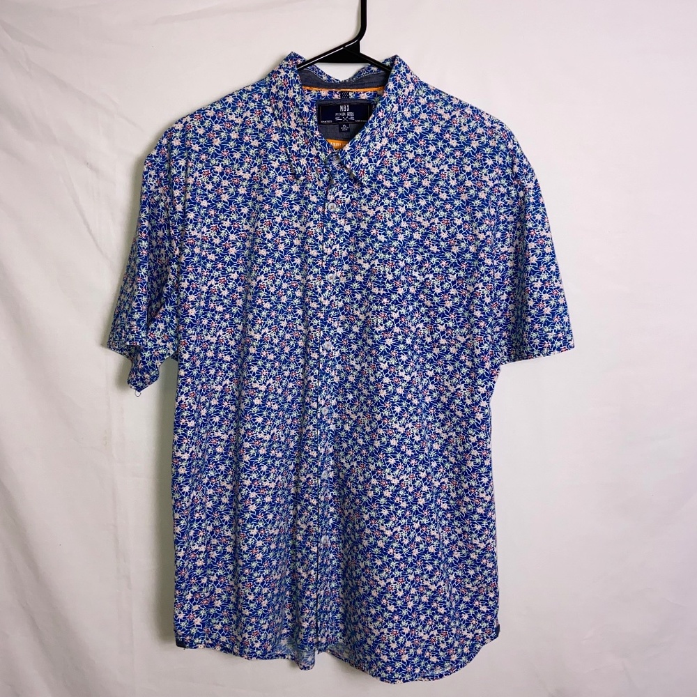 MBX Premium Goods Short Sleeve Button Up Shirt with Floral Print XL